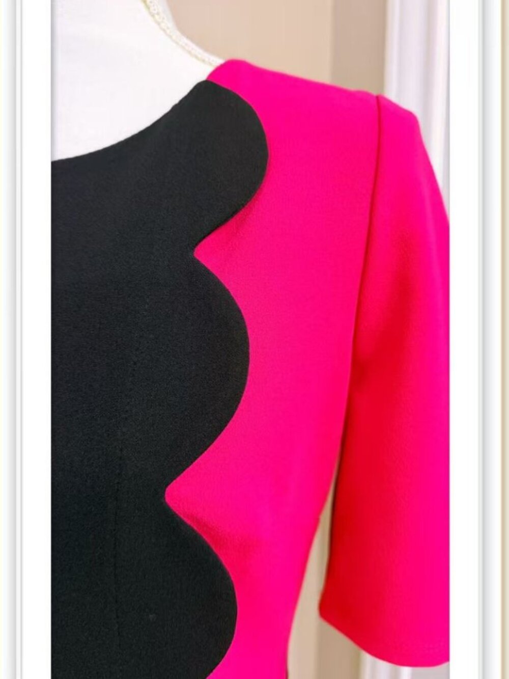 Scalloped seam color block midi dress size 8